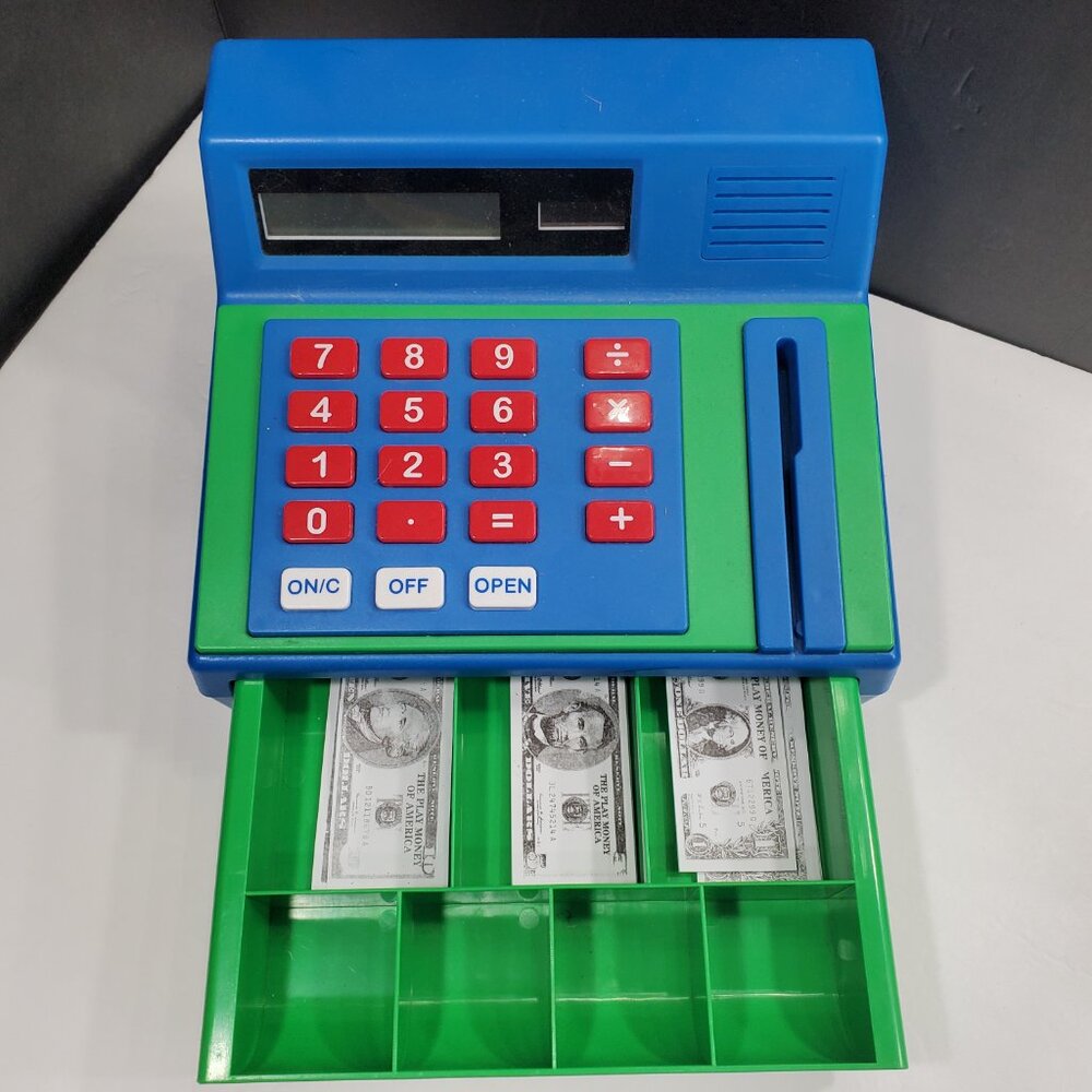 Toy Cash Register Lakeshore Learning PP723 Kids Play With Paper Money Included